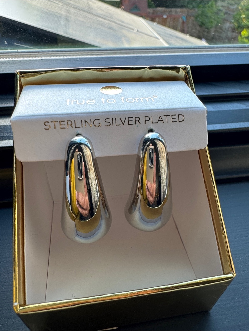Sterling Silver Plated Hoop-Style Earrings - Polished Silver